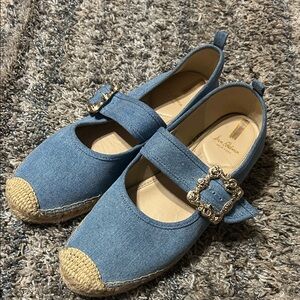 Sam Edelman Blue Denim Espadrilles with Embellished Buckle